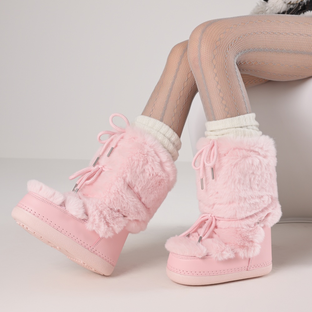 Espadrille Slip On - أحذية فروية للنساء ذات مقدمة مستديرة،