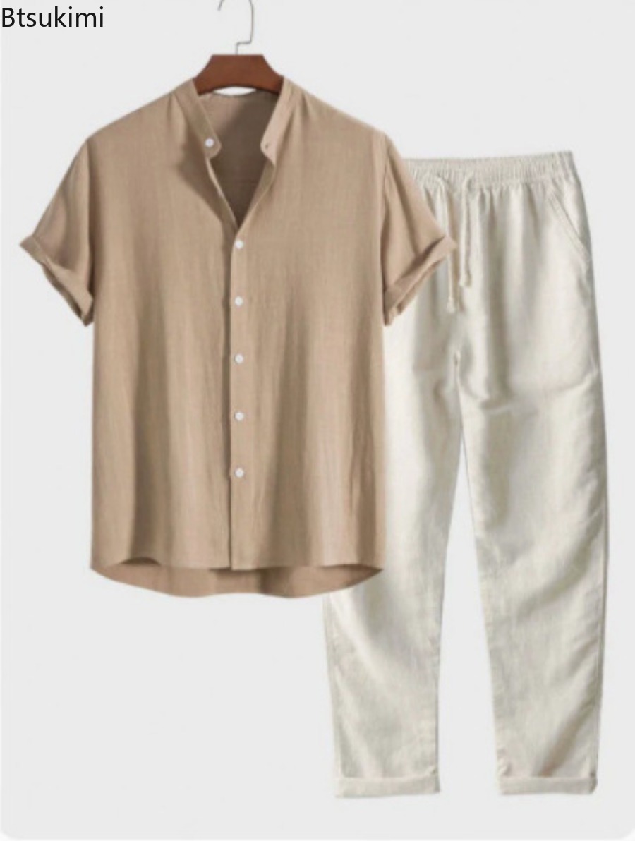 Short Linen Drawstring - طقم رجالي صيفي جديد 2026 عصري