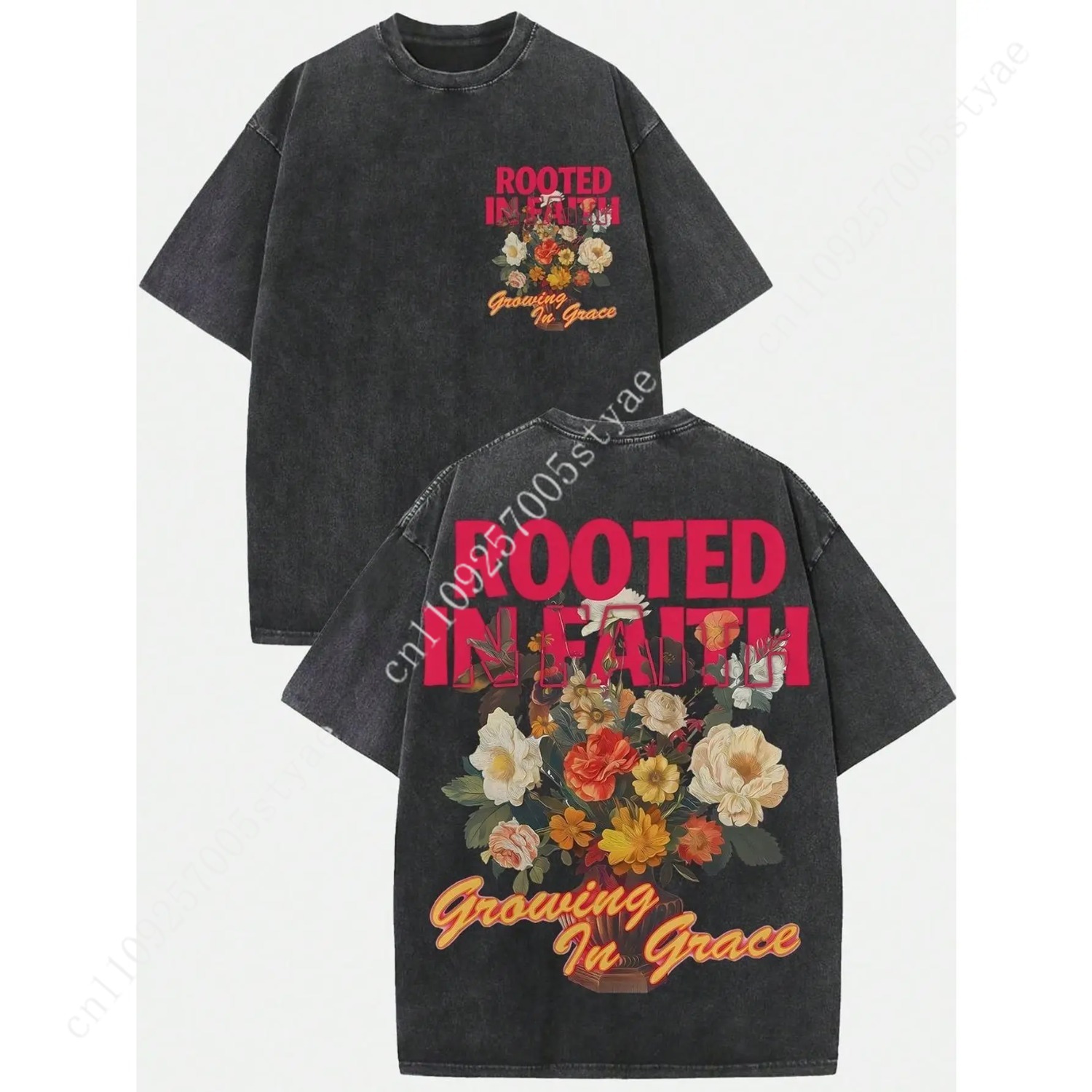 Tee Graphic Print - تي شيرت نسائي بتصميم عتيق مغسول
