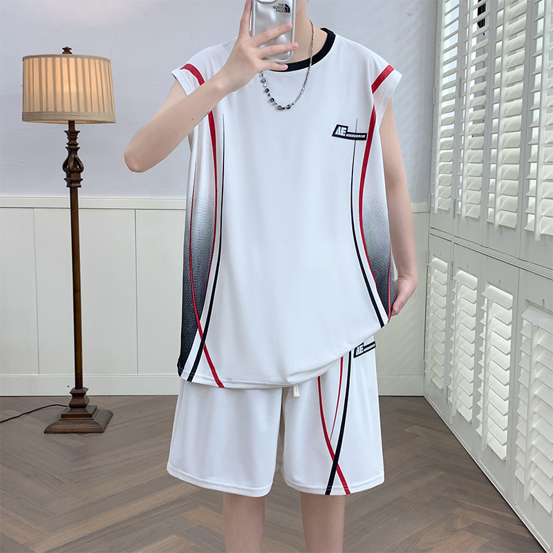Shirt Camp Collar - طقم رياضي كاجوال للرجال من قطعتين،