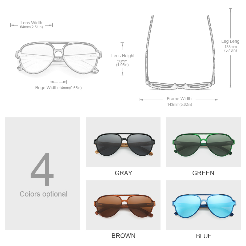 نظارات شمسية خشبية من Oi للنسا - مراجعة Sunglasses Aviator Polarized وسعره