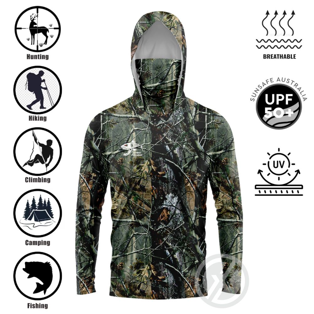 قميص صيد بغطاء رأس UPF50+ مع غ - مراجعة Tee Graphic Print وسعره