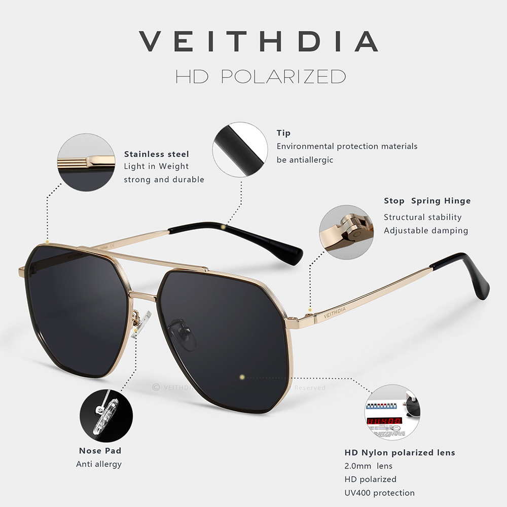 نظارات شمسية Veithdia للرجال و - مراجعة Sunglasses Aviator Polarized وسعره