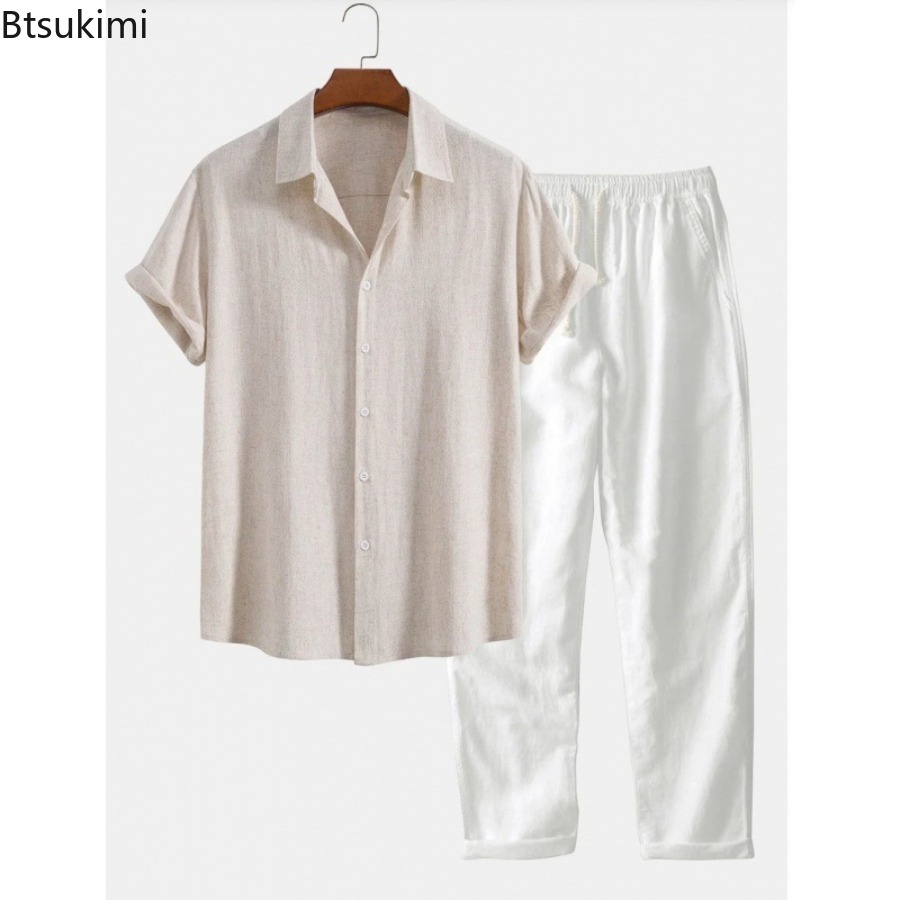 طقم رجالي صيفي جديد 2026 عصري  - مراجعة Short Linen Drawstring وسعره