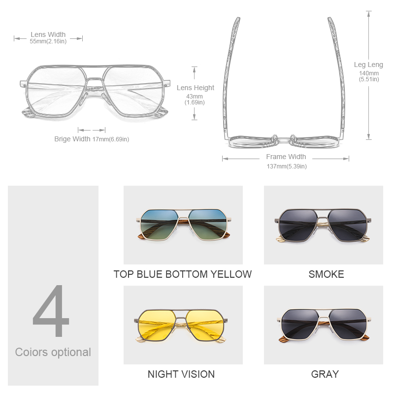 Oi الخشب جودة عالية موضة سبيكة - مراجعة Sunglasses Aviator Polarized وسعره